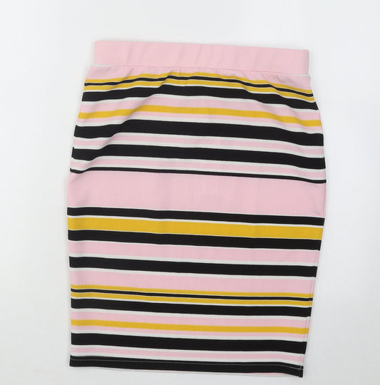 Noisy may Womens Multicoloured Striped Polyester Straight & Pencil Skirt Size M