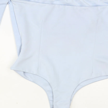 By Egreis Womens Blue Viscose Bodysuit One-Piece Size XS Zip - Scalloped Edging