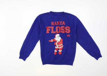 Preworn Womens Blue Polyester Pullover Sweatshirt Size XS Pullover - Santa Floss
