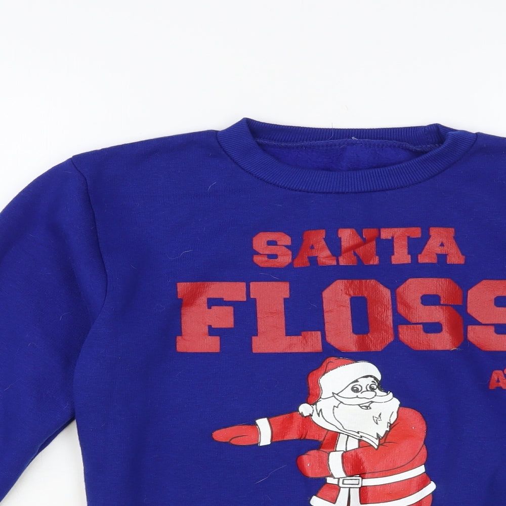 Preworn Womens Blue Polyester Pullover Sweatshirt Size XS Pullover - Santa Floss
