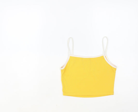 SheIn Womens Yellow Polyester Cropped Tank Size S Square Neck - Honey