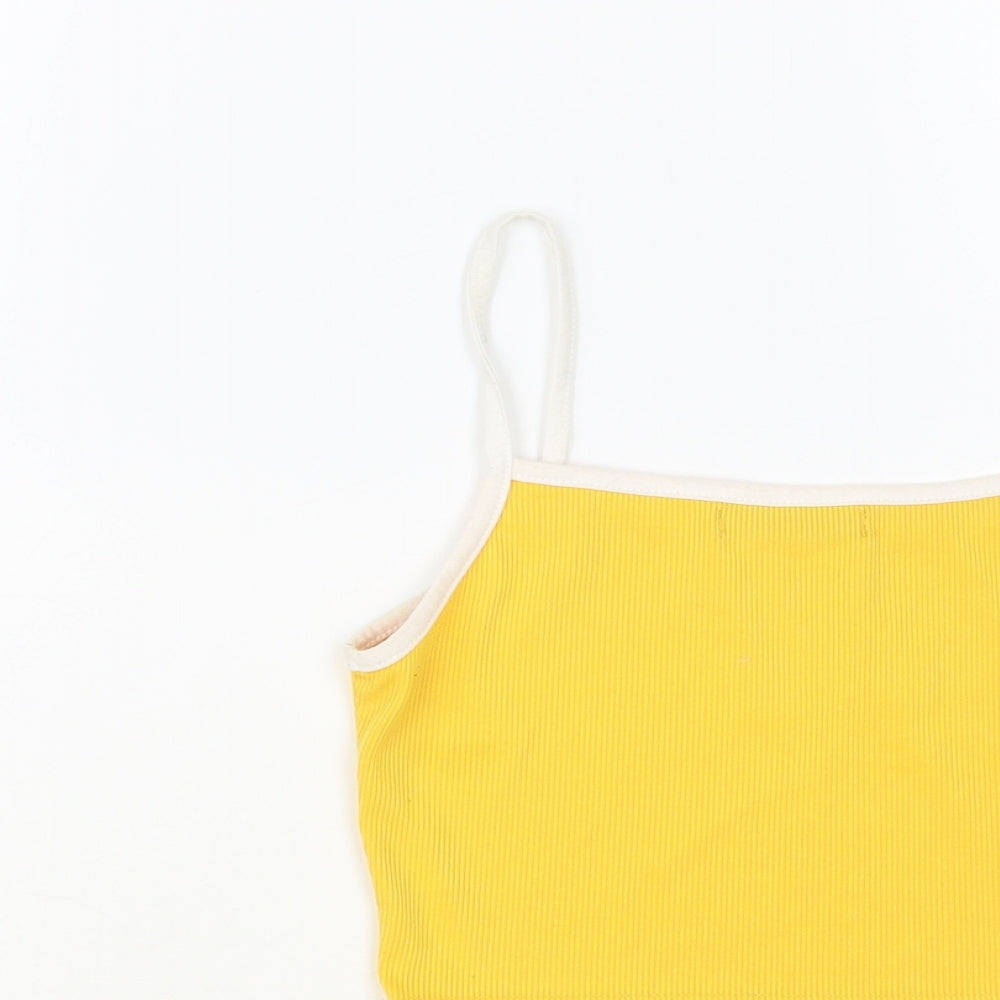 SheIn Womens Yellow Polyester Cropped Tank Size S Square Neck - Honey