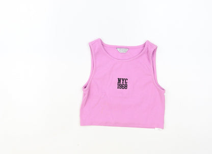 Primark Girls Purple Cotton Cropped Tank Size 10-11 Years Round Neck Pullover - NYC