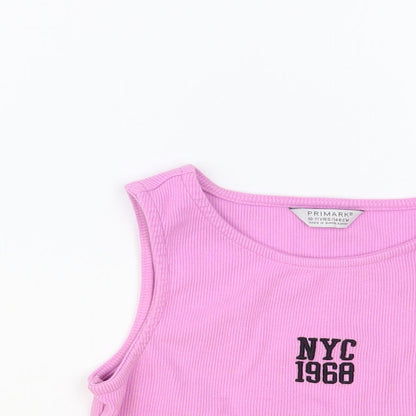 Primark Girls Purple Cotton Cropped Tank Size 10-11 Years Round Neck Pullover - NYC