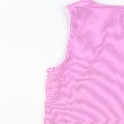Primark Girls Purple Cotton Cropped Tank Size 10-11 Years Round Neck Pullover - NYC