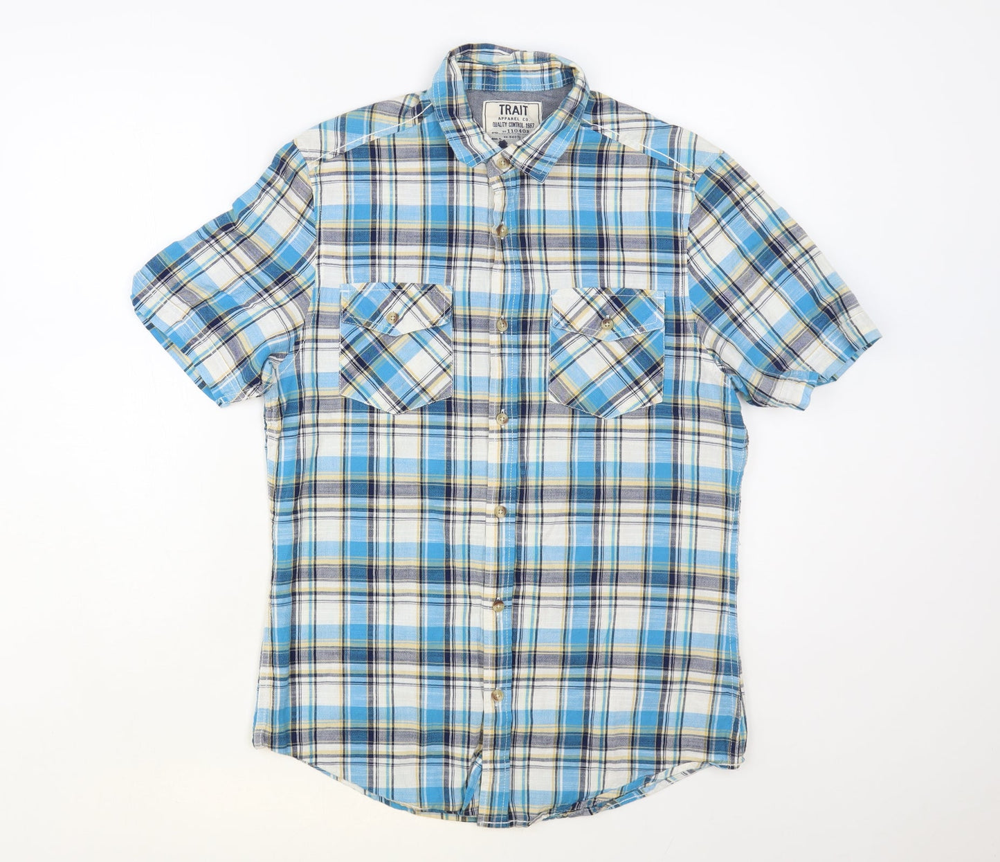 Mens UK Size S BHS Blue  Button-Up Short Sleeve Casual Shirt