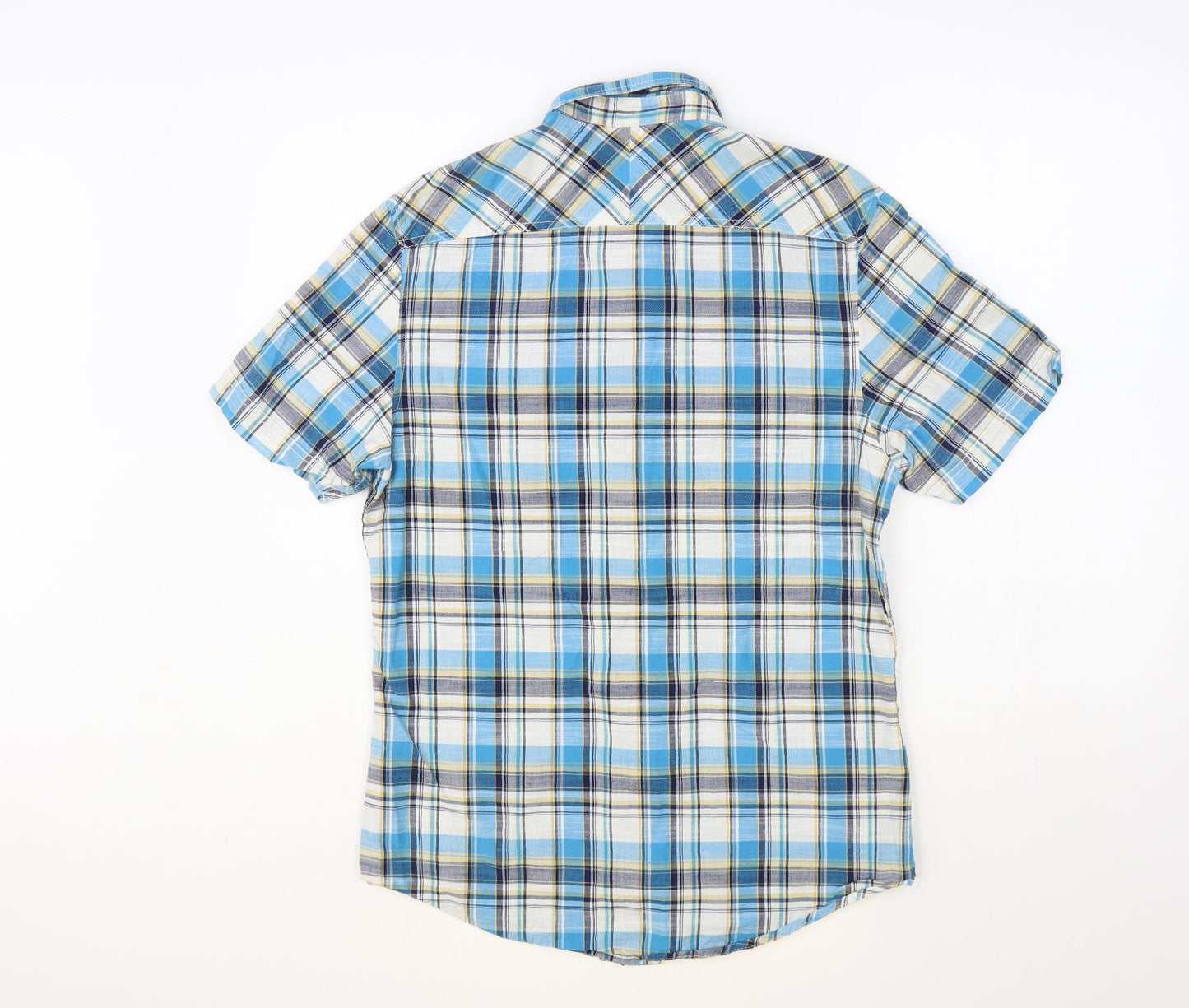 Mens UK Size S BHS Blue  Button-Up Short Sleeve Casual Shirt