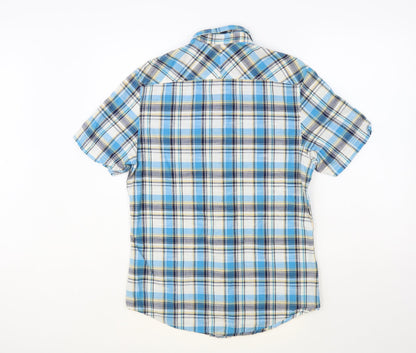 Mens UK Size S BHS Blue  Button-Up Short Sleeve Casual Shirt