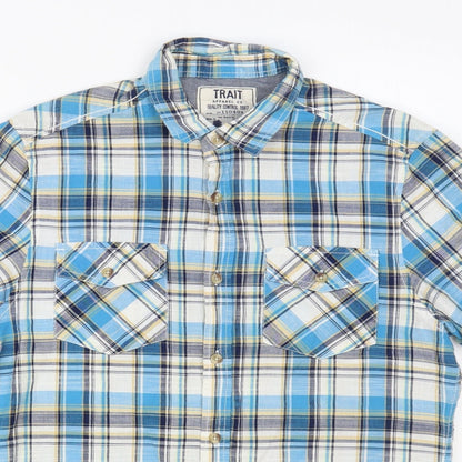Mens UK Size S BHS Blue  Button-Up Short Sleeve Casual Shirt