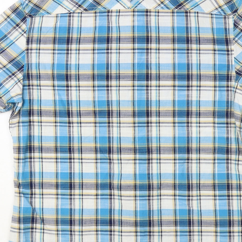 Mens UK Size S BHS Blue  Button-Up Short Sleeve Casual Shirt