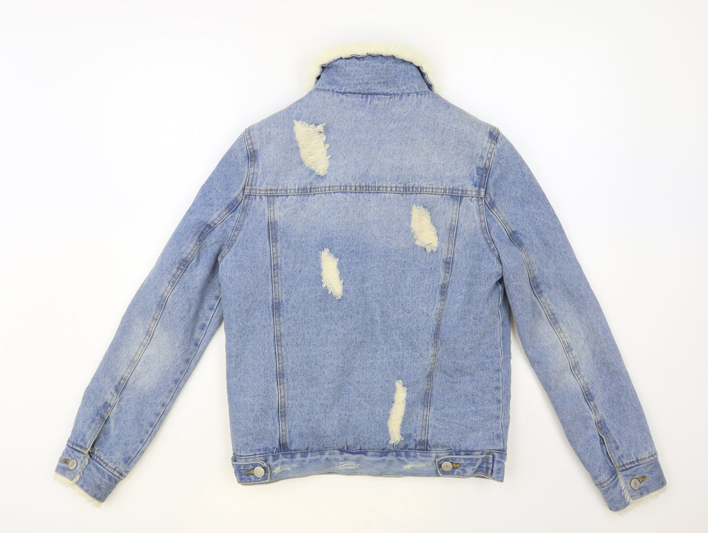 Denim & Co. Womens Blue Jacket Size 6 Button - Fluffy Lining
