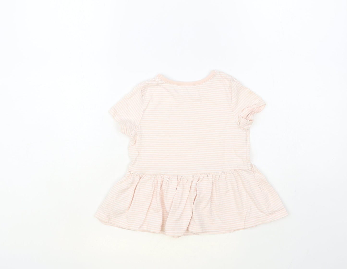 George Girls Pink Striped Cotton Basic T-Shirt Size 4-5 Years Crew Neck Pullover