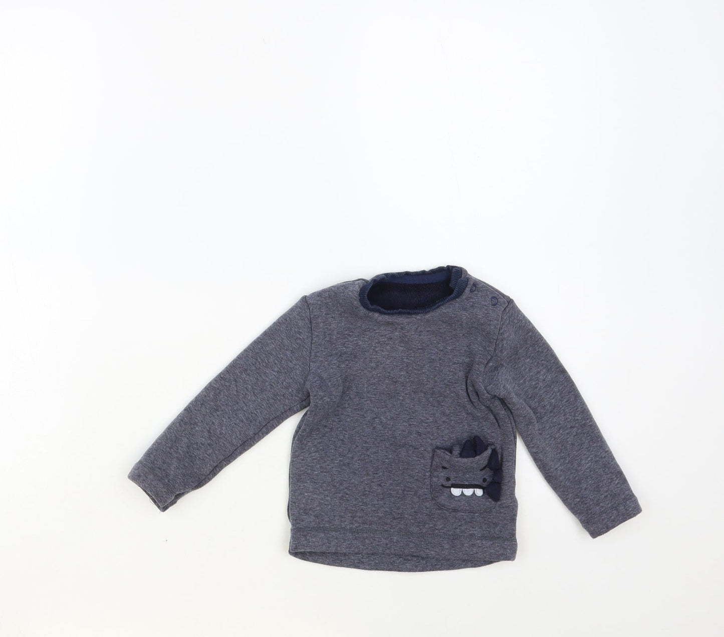 George Baby Blue Polyester Pullover Jumper Size 12-18 Months Snap - Dinosaur Pocket