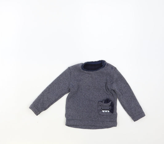 George Baby Blue Polyester Pullover Jumper Size 12-18 Months Snap - Dinosaur Pocket