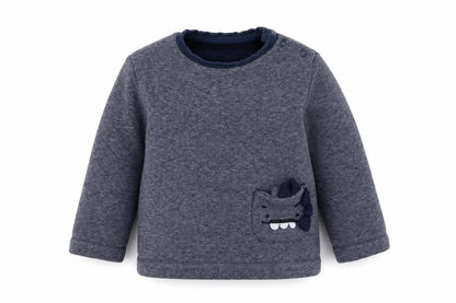 George Baby Blue Polyester Pullover Jumper Size 12-18 Months Snap - Dinosaur Pocket