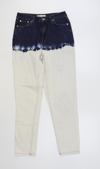 Topshop Womens Multicoloured Cotton Tapered Jeans Size 28 in L32 in Regular Button - Tie-Dye