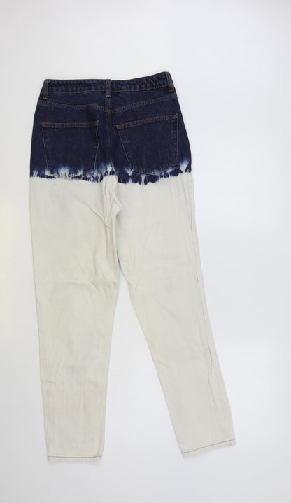 Topshop Womens Multicoloured Cotton Tapered Jeans Size 28 in L32 in Regular Button - Tie-Dye