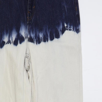 Topshop Womens Multicoloured Cotton Tapered Jeans Size 28 in L32 in Regular Button - Tie-Dye