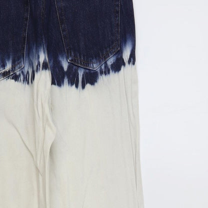 Topshop Womens Multicoloured Cotton Tapered Jeans Size 28 in L32 in Regular Button - Tie-Dye