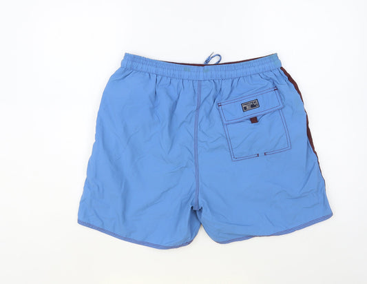 S ACTIVE Mens Blue Nylon Bermuda Shorts Size L L6 in Regular Drawstring - Swim Shorts