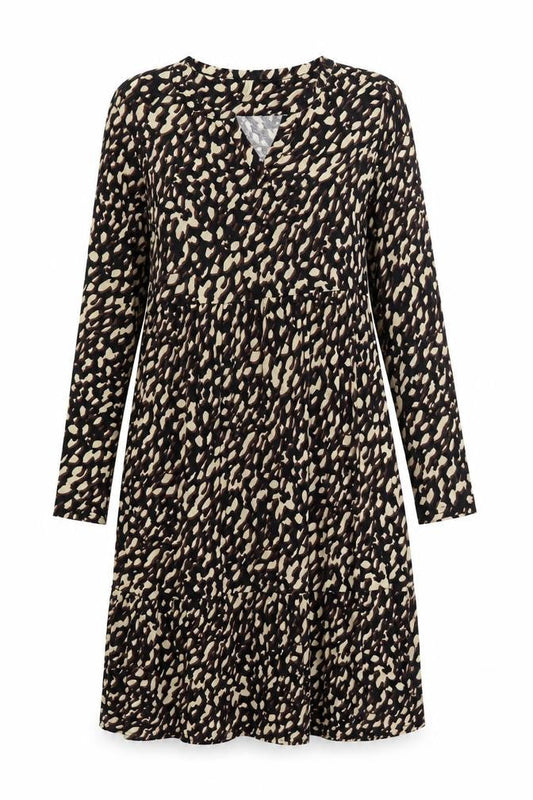 Soyaconcept Womens Black Geometric Cotton A-Line Size M V-Neck Pullover