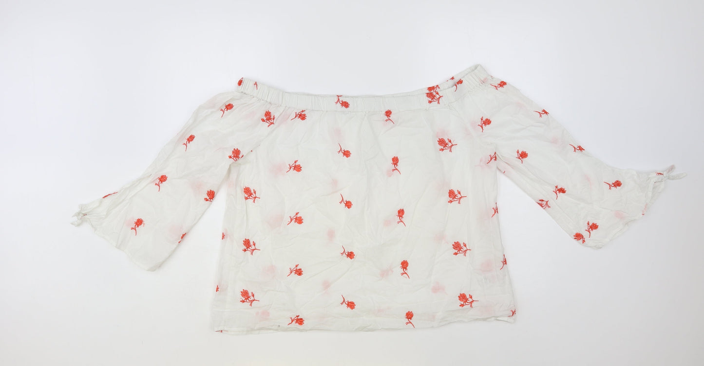 Womens UK Size 16 Papaya White Basic Blouse