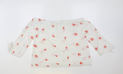 Womens UK Size 16 Papaya White Basic Blouse