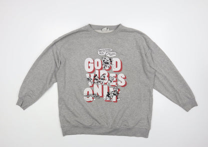 Primark Womens Grey Cotton Pullover Sweatshirt Size 10 Pullover - Mickey & Minnie