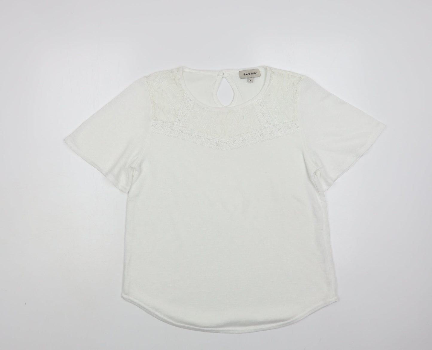 Womens UK Size M BASSINI White Basic Blouse