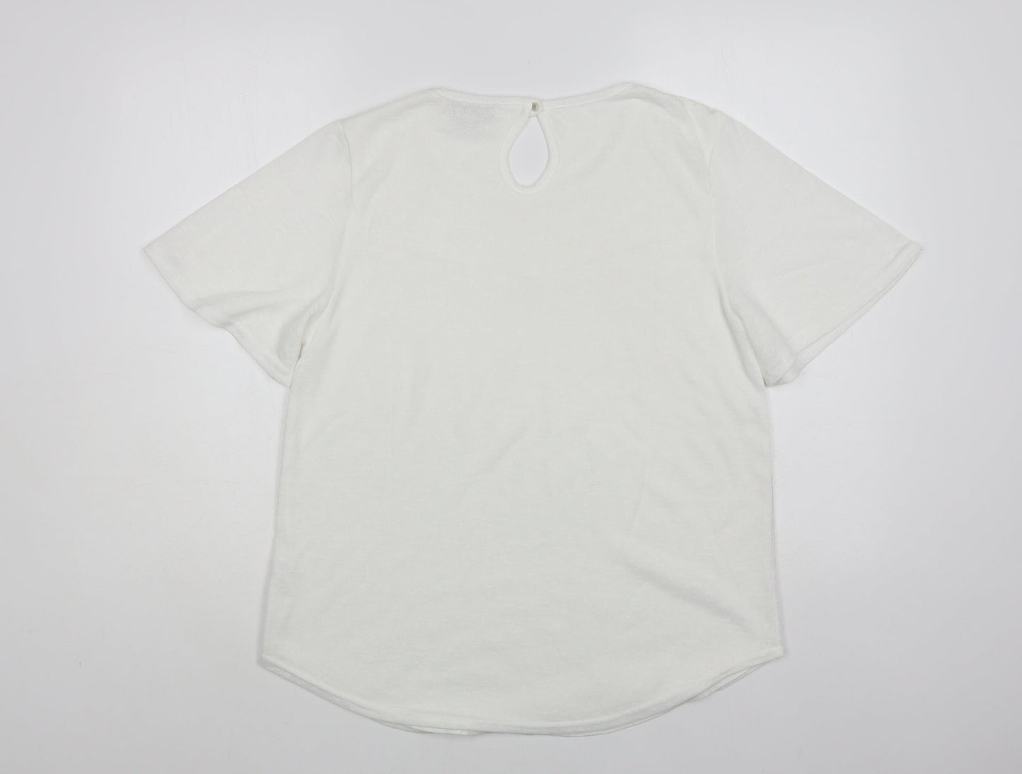Womens UK Size M BASSINI White Basic Blouse