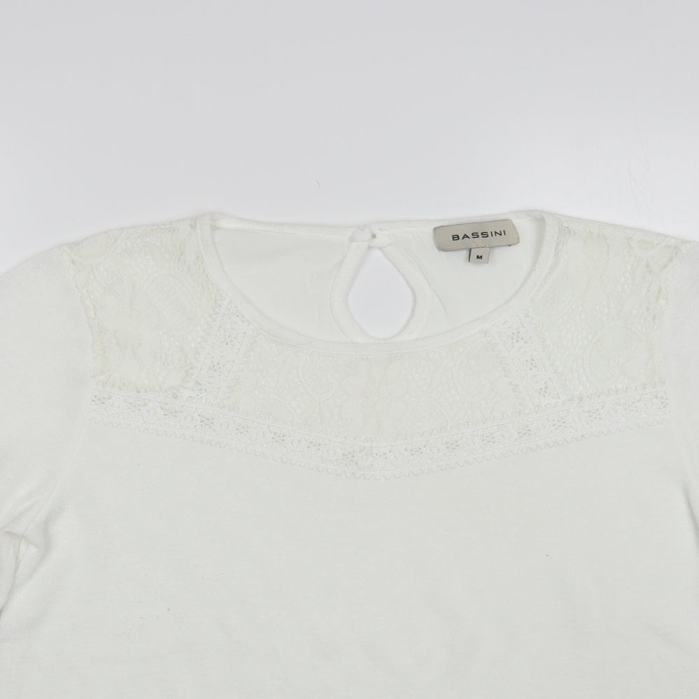 Womens UK Size M BASSINI White Basic Blouse