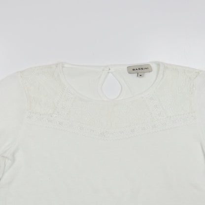 Womens UK Size M BASSINI White Basic Blouse
