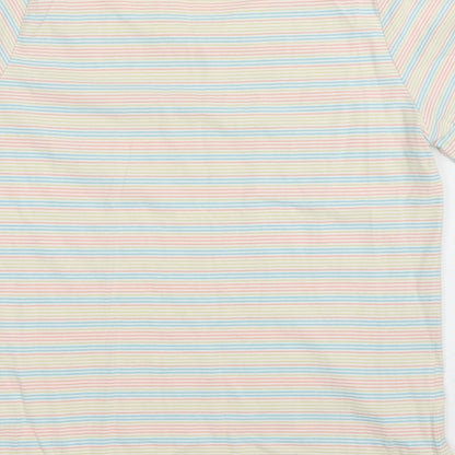EWM Womens Multicoloured Striped Cotton Basic T-Shirt Size M Round Neck