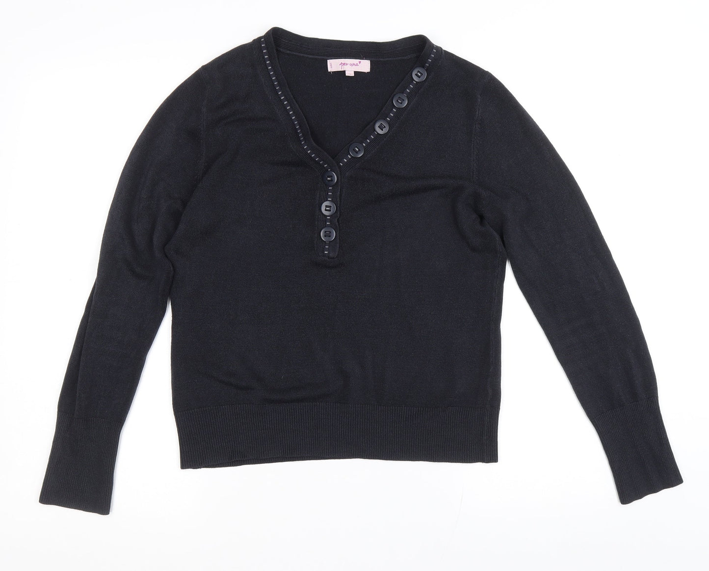Marks and Spencer Womens Blue V-Neck Acrylic Pullover Jumper Size 12