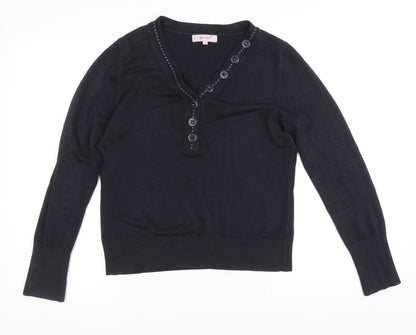 Marks and Spencer Womens Blue V-Neck Acrylic Pullover Jumper Size 12