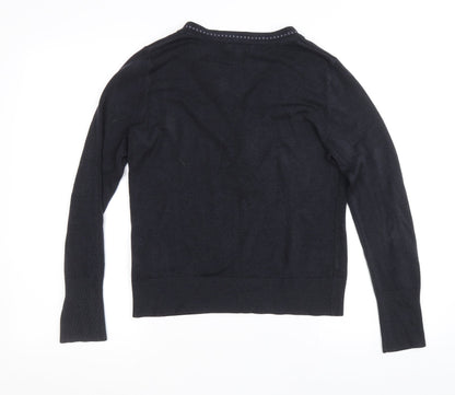 Marks and Spencer Womens Blue V-Neck Acrylic Pullover Jumper Size 12