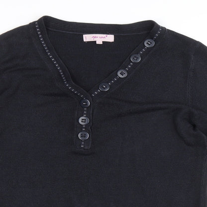 Marks and Spencer Womens Blue V-Neck Acrylic Pullover Jumper Size 12