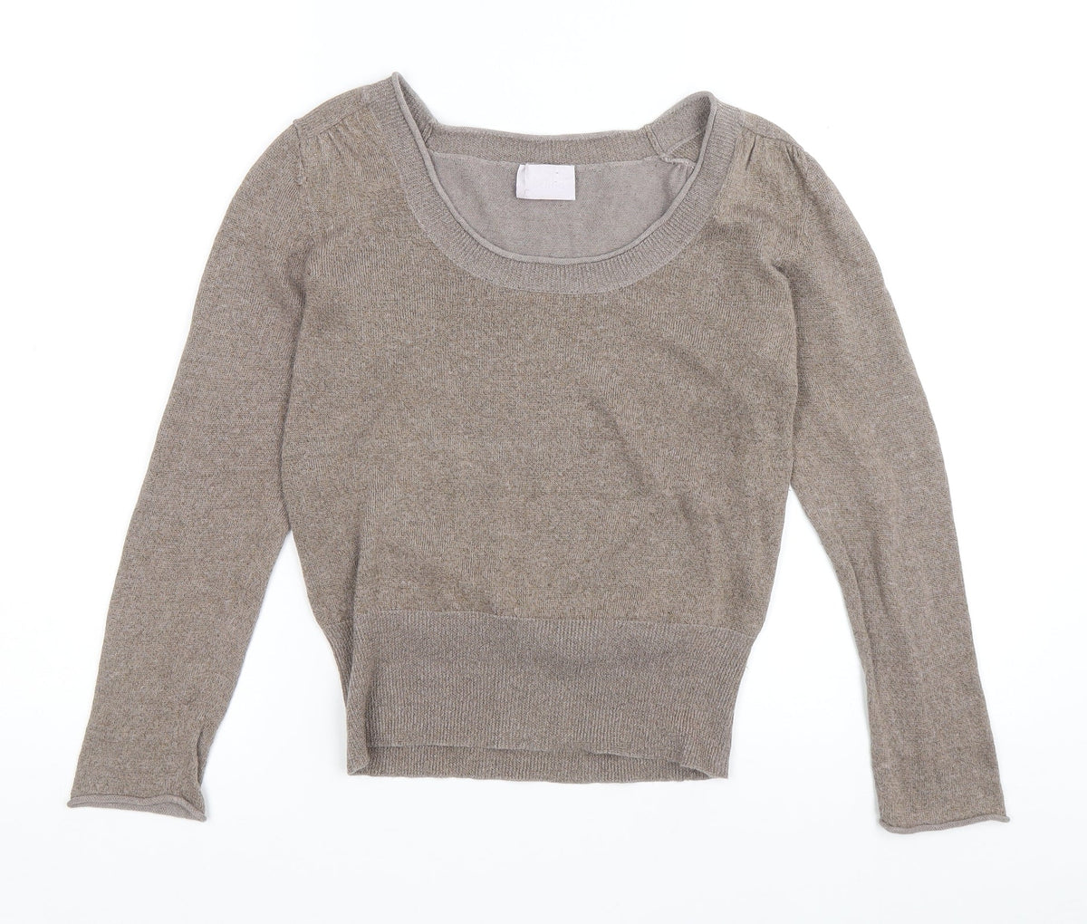 Scriba Womens Brown Scoop Neck Acrylic Pullover Jumper Size S
