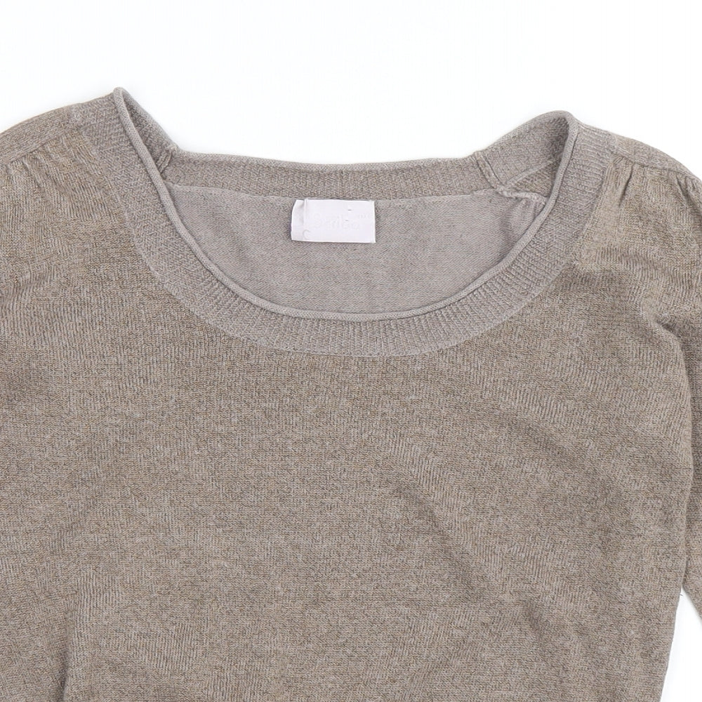 Scriba Womens Brown Scoop Neck Acrylic Pullover Jumper Size S
