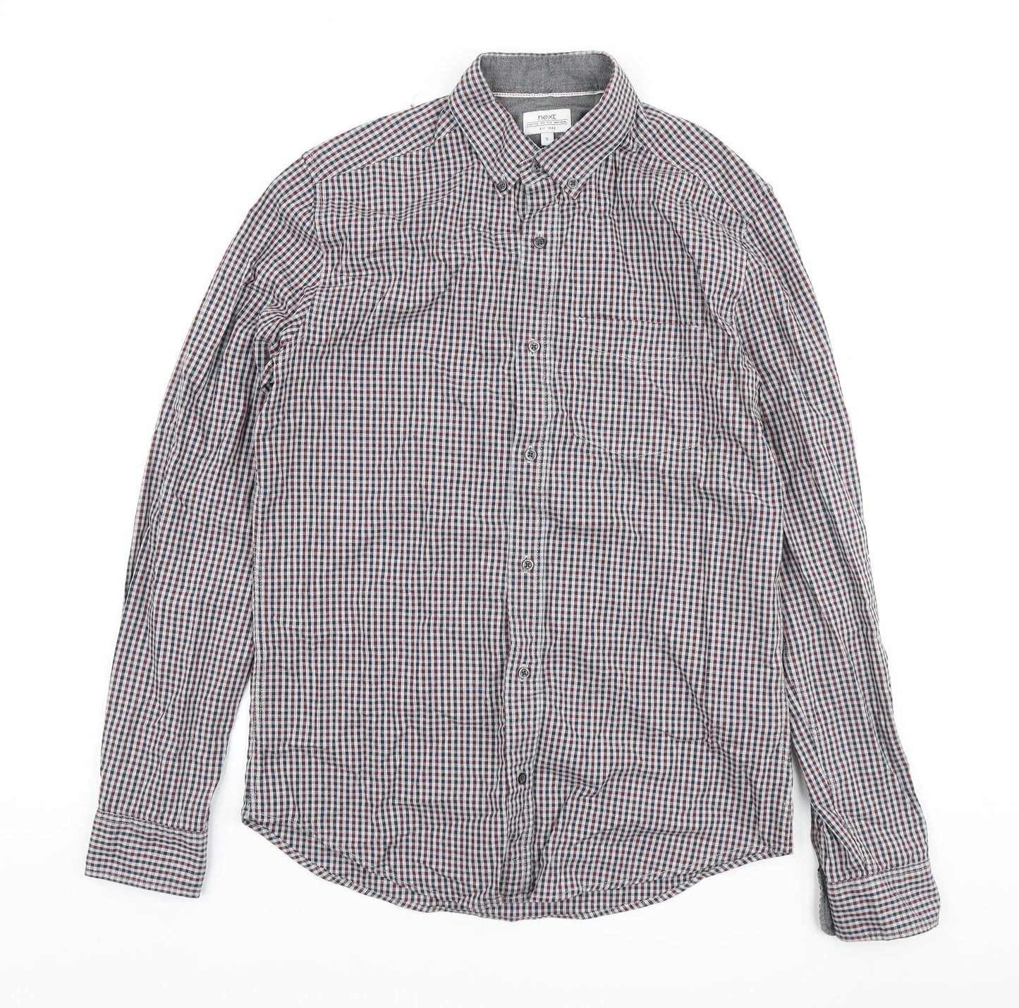 Mens UK Size S NEXT Grey  Button-Up Long Sleeve Casual Shirt