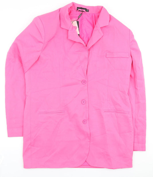 PRETTYLITTLETHING Womens Pink Polyester Jacket Blazer Size 10