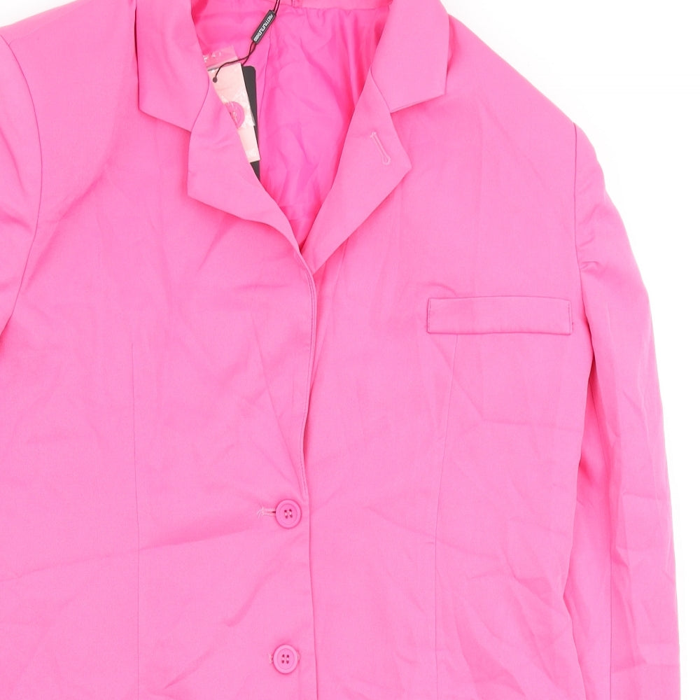 PRETTYLITTLETHING Womens Pink Polyester Jacket Blazer Size 10