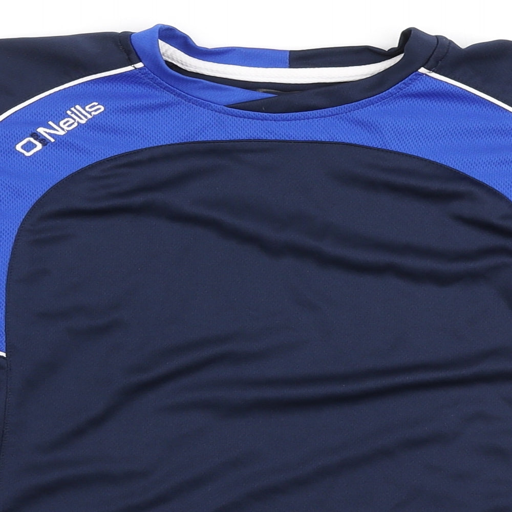O'Neills Boys Blue Polyester Basic T-Shirt Size 9-10 Years Round Neck Pullover