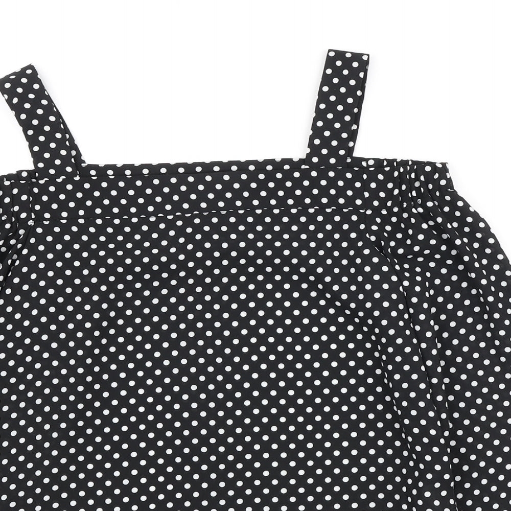 Atmosphere Womens Black Polka Dot Polyester Basic Blouse Size 4 Off the Shoulder