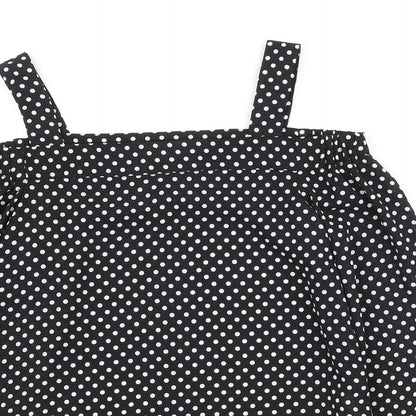 Atmosphere Womens Black Polka Dot Polyester Basic Blouse Size 4 Off the Shoulder