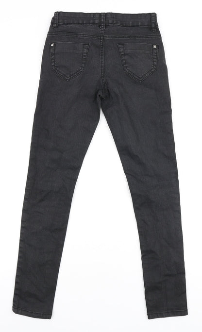 Sophie Girls Black Cotton Jegging Jeans Size 12-13 Years Regular Zip - studded pockets