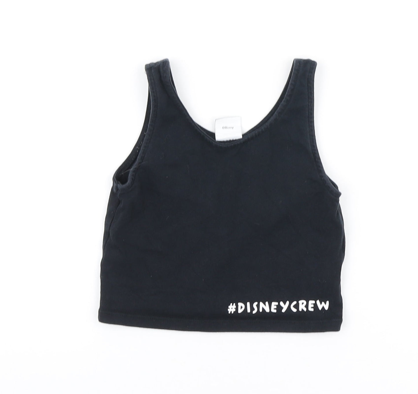 George Girls Black Cotton Basic Tank Size 7-8 Years Round Neck Pullover - #disneycrew