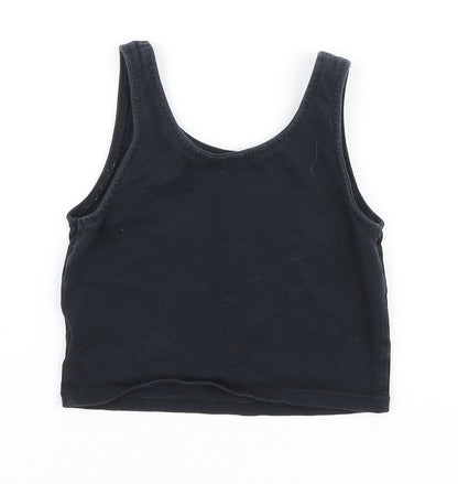 George Girls Black Cotton Basic Tank Size 7-8 Years Round Neck Pullover - #disneycrew
