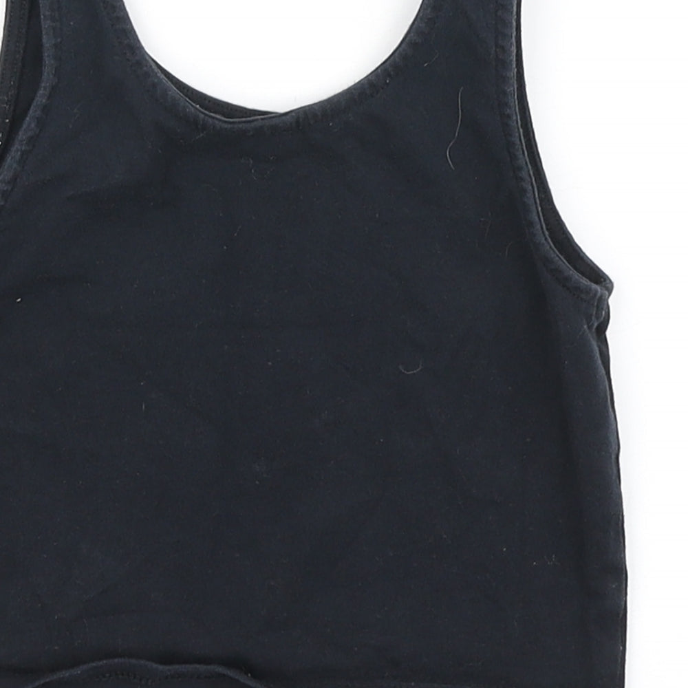 George Girls Black Cotton Basic Tank Size 7-8 Years Round Neck Pullover - #disneycrew