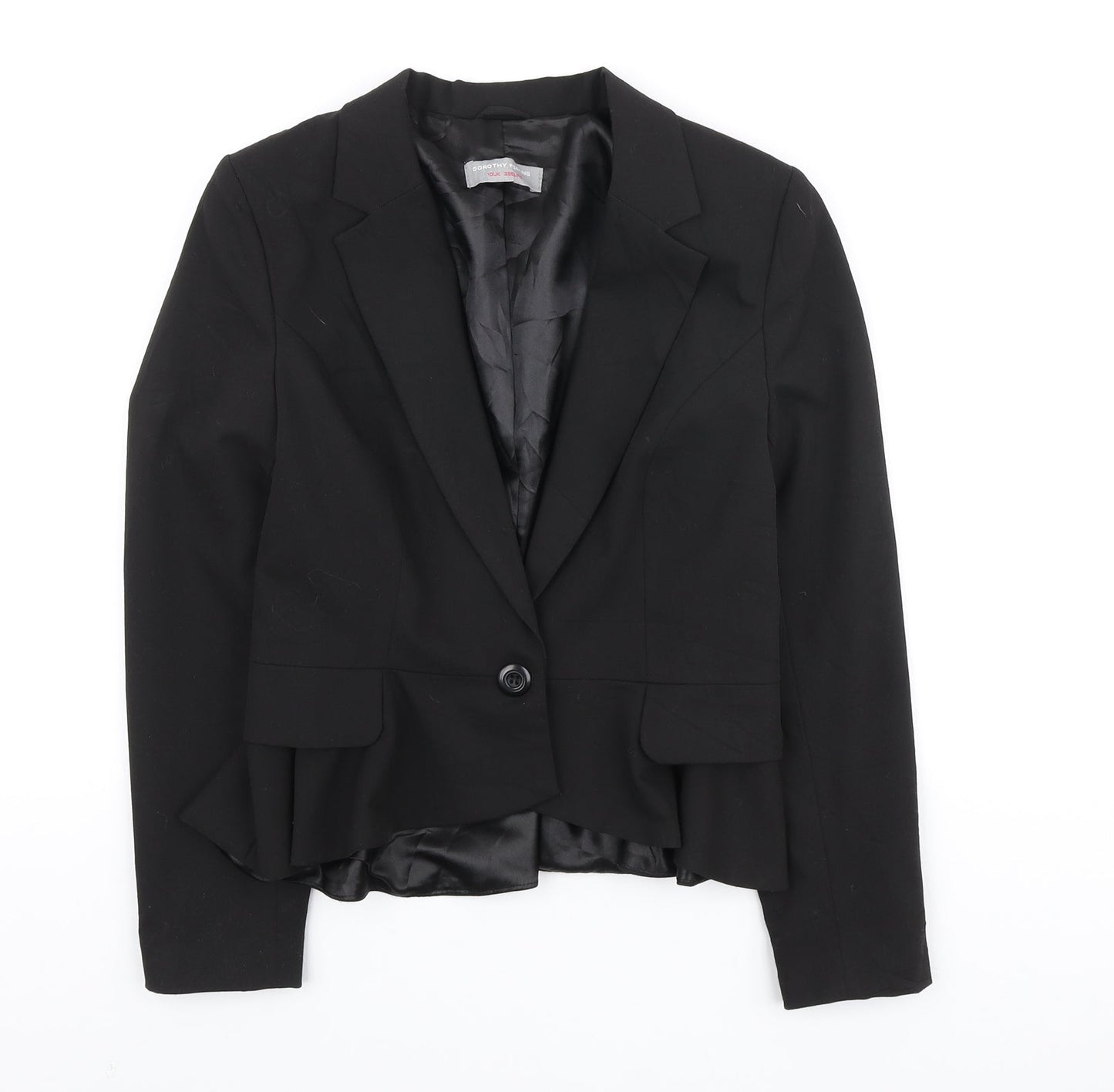 Dorothy Perkins Womens Black Polyester Jacket Blazer Size 10 - Frill Detail